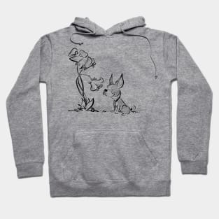 Boston Terrier Smelling Flowers (Light Version) Hoodie